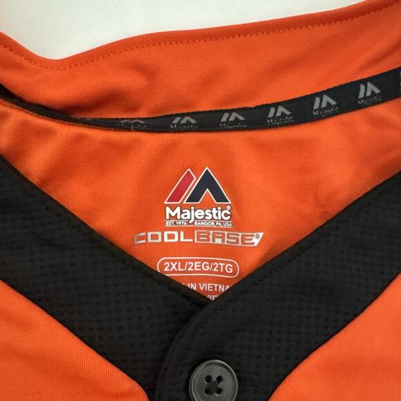 Majestic Mens Size 2XL Shirt San Francisco Giants Jersey ORANGE MLB Cool Base - Picture 3 of 9